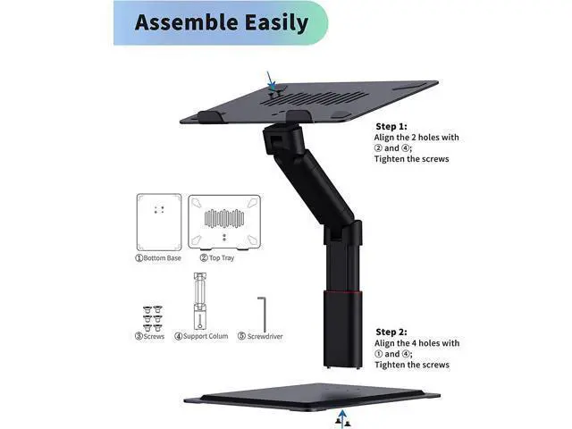 Alt view image 4 of 7 - Laptop Stand for Desk, Adjustable Height Multi-Angle for Sit to Stand Working, Ergonomic Metal Riser with Stable Heavy Base, Large Holder for 10 to 17.3 Inches Notebook PC Computer, Black