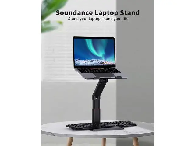 Alt view image 6 of 7 - Laptop Stand for Desk, Adjustable Height Multi-Angle for Sit to Stand Working, Ergonomic Metal Riser with Stable Heavy Base, Large Holder for 10 to 17.3 Inches Notebook PC Computer, Black