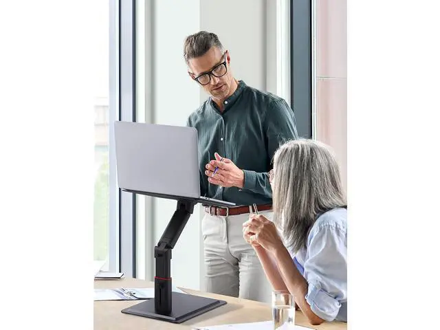 Alt view image 7 of 7 - Laptop Stand for Desk, Adjustable Height Multi-Angle for Sit to Stand Working, Ergonomic Metal Riser with Stable Heavy Base, Large Holder for 10 to 17.3 Inches Notebook PC Computer, Black