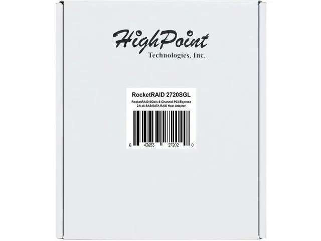 Alt view image 5 of 5 - HighPoint RocketRAID 2720SGL 8-Port SAS 6Gb/s PCIe 2.0 x8 RAID HBA