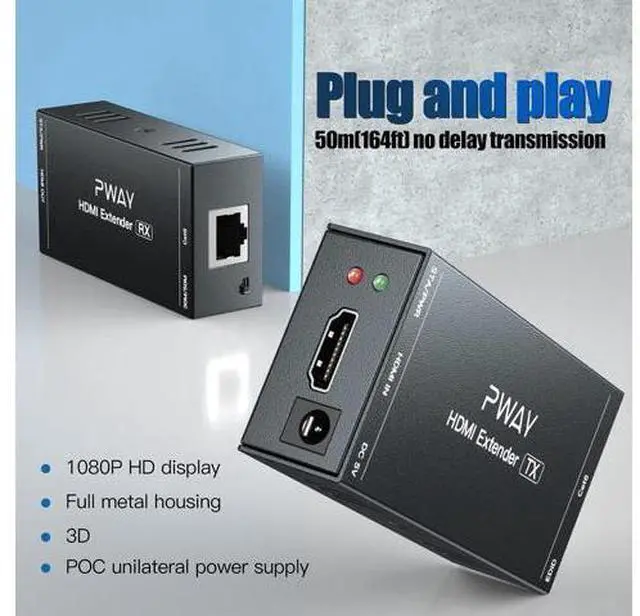 Alt view image 2 of 7 - 4K 60Hz HDMI Extender Splitter 1 to 2 Remote TV 60m Over Cat5e Cat6 Ethernet Cable Support IR Return Control
