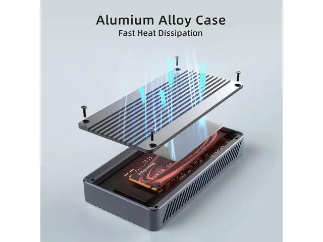 Alt view image 4 of 7 - ACASIS 40Gbps M.2 NVMe SSD Enclosure, Upgraded Sturdy 8TB USB-C Aluminum External Hard Drive Enclosure, for M1 Pro/Max Mac, Support 2280 B+M M-Key PCIe, Compatible with USB4/3.2/3.1/3.0/2.0