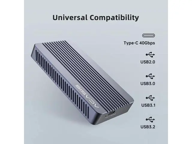 Alt view image 5 of 7 - ACASIS 40Gbps M.2 NVMe SSD Enclosure, Upgraded Sturdy 8TB USB-C Aluminum External Hard Drive Enclosure, for M1 Pro/Max Mac, Support 2280 B+M M-Key PCIe, Compatible with USB4/3.2/3.1/3.0/2.0