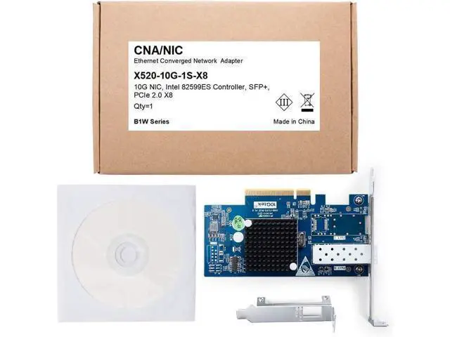 Alt view image 6 of 6 - 10Gb PCI-E NIC Network Card, Single SFP+ Port, with Intel 82599EN Controller, PCI Express Ethernet LAN Adapter Support Windows Server/Linux/VMware, Compare to Intel X520-DA1(Intel E10G42BTDA)