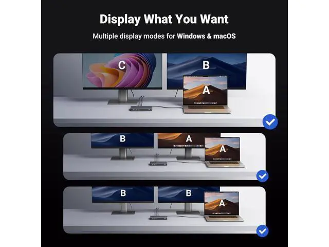 Alt view image 4 of 7 - Revodok Pro 209 USB C Docking Station, DisplayLink 9-in-1 Dual 4K@60hz Monitor Dock for MacBook & Windows with 2 DP & 2 HDMI, 10 Gbps USB C & USB-A Data Ports, 100W PD, Gig Ethernet
