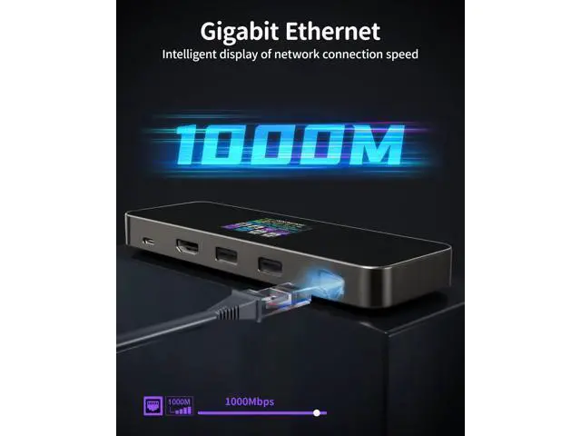 Alt view image 6 of 7 - DOCKCASE Visual Smart USB C Hub (8-in-1) with HDMI Port 4K@60Hz, 100w PD Power Delivery, 4 USB-A Data Ports, Gigabit Ethernet Port, 1 10Gbps USB-C Data Port for for MacBook Air/Pro, Ipad Pro, XPS