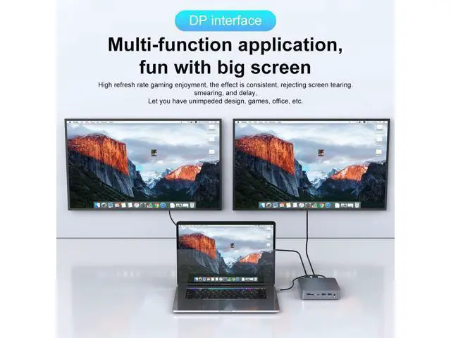 Alt view image 5 of 7 - 17-in-1 Triple Display Docking Station, USB C Hub USB C Adapter with Dual DP and one HDMI 4K,VGA 1080P, Ethernet, USB 3.0,USB 2.0,100W PD,SD/TF Cards Reader,Mic/Audio for Mac/Windows