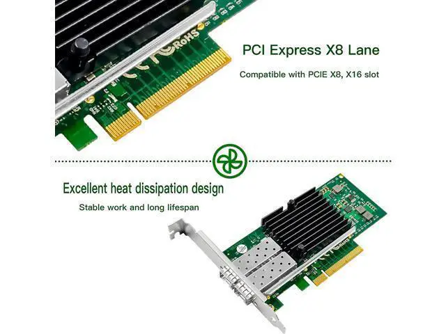 Alt view image 3 of 7 - 10Gb Ethernet NIC with Intel 82599ES Controller, 10G PCI-E Network Card Compare to Intel X520-DA2 Converged Network Adapter, Dual SFP+ Ports, PCI Express X8