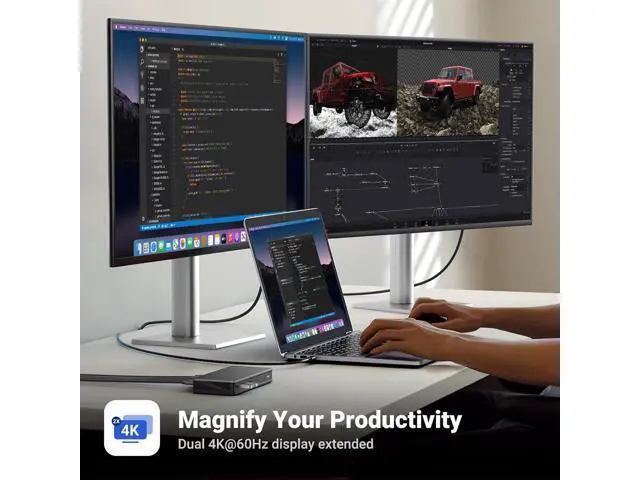 Alt view image 5 of 7 - Revodok Pro 209 USB C Docking Station, DisplayLink 9-in-1 Dual 4K@60hz Monitor Dock for MacBook & Windows with 2 DP & 2 HDMI, 10 Gbps USB C & USB-A Data Ports, 100W PD, Gig Ethernet