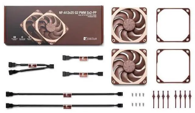 Alt view image 3 of 7 - NF-A12x25 G2 PWM Sx2-PP, Dual Fan Set for Push-Pull and Side-by-Side Applications (Brown)