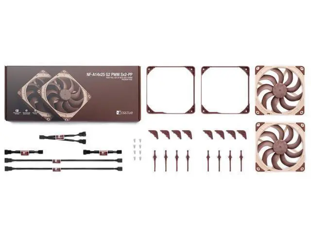 Alt view image 4 of 7 - NF-A14x25 G2 PWM Sx2-PP, Dual Fan Set for Push-Pull and Side-by-Side Applications (Brown)