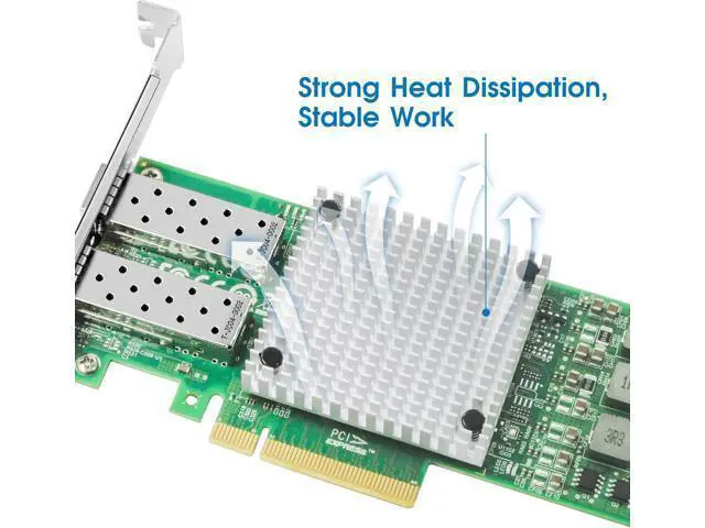 Alt view image 3 of 7 - 10Gb Network Card with Broadcom BCM57810S Chip,Dual-SFP+ Ports PCI Express Ethernet Adapter Support Windows Server/Linux/VMware