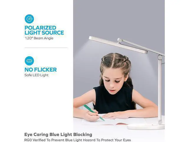 Alt view image 5 of 7 - MOMAX LED Desk Lamp with 15W Wireless Charger with 3 in 1 Multiple Charger Cable, 1000 Lumens, 10W USB Charging, Foldable & Rotatable, Eye-Caring Desk Light for Home Office, Reading, Studying (Grey)