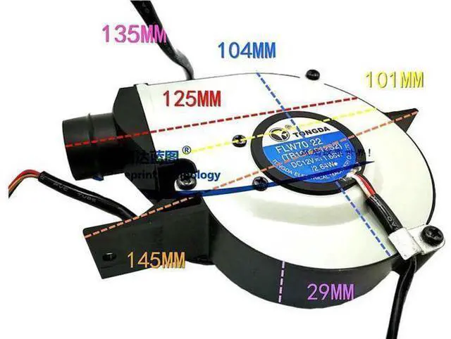 Alt view image 2 of 4 - for FLW70-22 TB1003512S2 DC12V 1.68W 3 wires 3 pins air conditioning blower turbine cooling fan