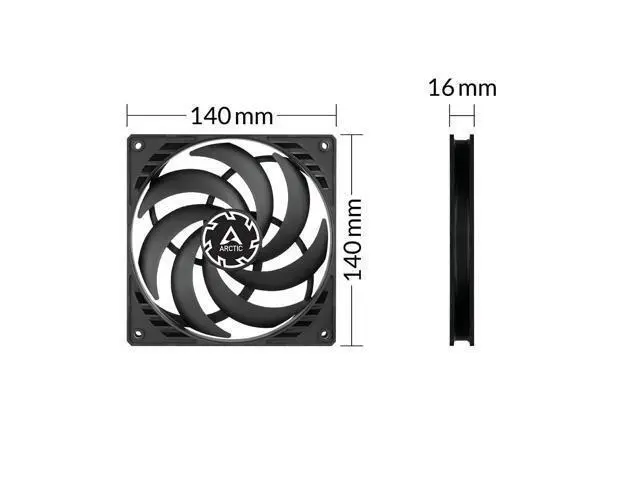 Alt view image 2 of 7 - Arctic P14 Slim 140mm PWM PST Pressure-optimised 140 mm PWM Fan with integrated Y-cable Case Fan