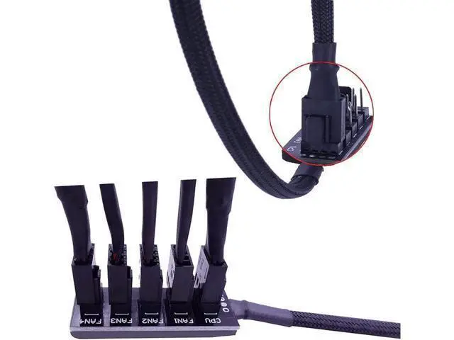 Alt view image 3 of 7 - 4-Pin PWM Fan Power Supply Cable 15 Inches 1 to 5 Way PC CPU Cooling Case Fan Splitter Hub Adapter Cable Motherboard Fan Power Extension Cable Cord Wire for 4-pin or 3-pin Cooling Fans