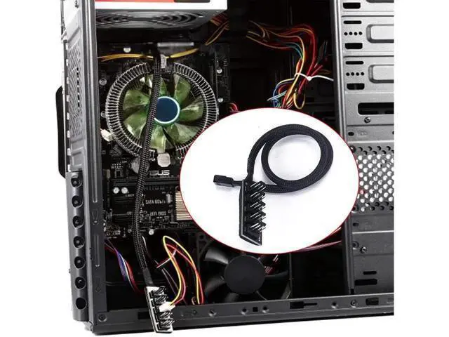 Alt view image 5 of 7 - 4-Pin PWM Fan Power Supply Cable 15 Inches 1 to 5 Way PC CPU Cooling Case Fan Splitter Hub Adapter Cable Motherboard Fan Power Extension Cable Cord Wire for 4-pin or 3-pin Cooling Fans