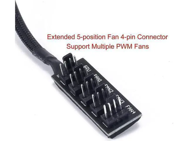 Alt view image 7 of 7 - 4-Pin PWM Fan Power Supply Cable 15 Inches 1 to 5 Way PC CPU Cooling Case Fan Splitter Hub Adapter Cable Motherboard Fan Power Extension Cable Cord Wire for 4-pin or 3-pin Cooling Fans