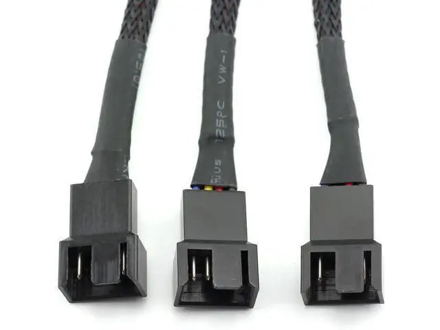 Alt view image 4 of 7 - 4Pin 1 to 3 Ways PWM Fan Splitter Cable Black Sleeved Fan Power Extension Cable 4Pin Female to 3X 4Pin Male 27cm/10.5 inches