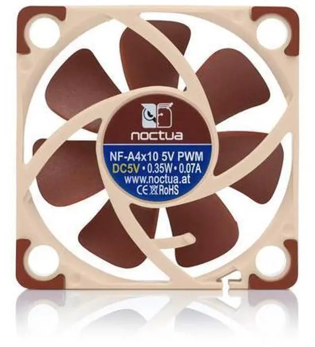 Alt view image 5 of 7 - Noctua NF-A4x10 5V PWM, Premium Quiet Fan with USB Power Adaptor Cable, 4-Pin, 5V Version (40x10mm, Brown)