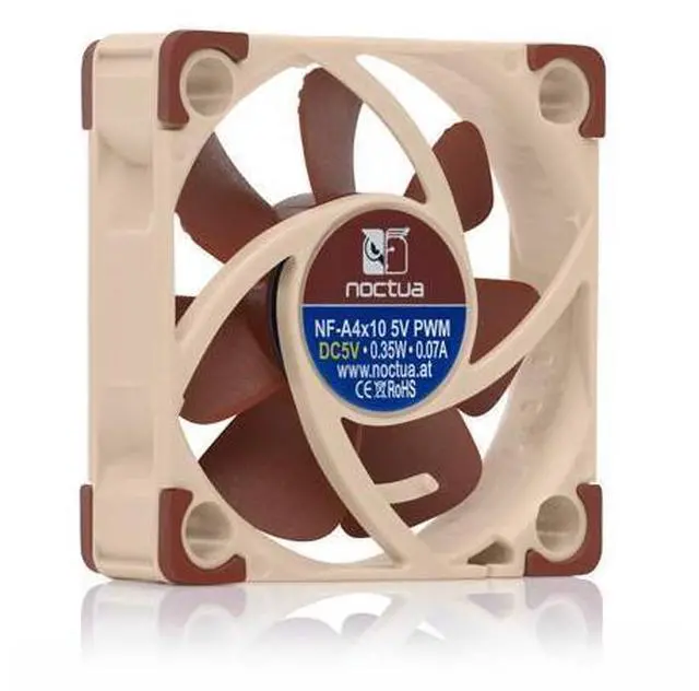 Alt view image 3 of 7 - Noctua NF-A4x10 5V PWM, Premium Quiet Fan with USB Power Adaptor Cable, 4-Pin, 5V Version (40x10mm, Brown)