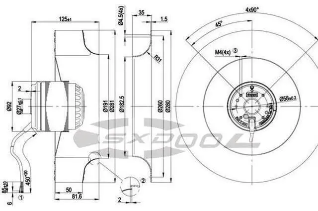 Alt view image 4 of 4 - EBM PAPST R2E280-AE52-17 230V 50HZ 1.0A 225W turbo centrifugal cooling fan inverter cooler original genuine