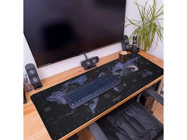 Alt view image 2 of 7 - Isptewhie Large Mouse Pad Big Gaming Mouse Pad with Stitched Edges Waterproof and Non-Slip Desk Mat XXL Extended Keyboard Pad for Home Office Accessories 31.5 X 11.8 Inch World Map Black