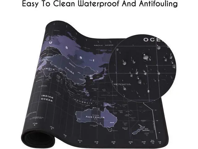 Alt view image 3 of 7 - Isptewhie Large Mouse Pad Big Gaming Mouse Pad with Stitched Edges Waterproof and Non-Slip Desk Mat XXL Extended Keyboard Pad for Home Office Accessories 31.5 X 11.8 Inch World Map Black