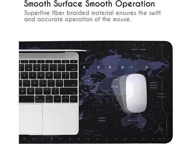 Alt view image 6 of 7 - Isptewhie Large Mouse Pad Big Gaming Mouse Pad with Stitched Edges Waterproof and Non-Slip Desk Mat XXL Extended Keyboard Pad for Home Office Accessories 31.5 X 11.8 Inch World Map Black