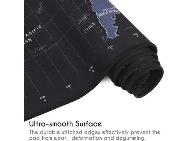 Alt view image 5 of 7 - Isptewhie Large Mouse Pad Big Gaming Mouse Pad with Stitched Edges Waterproof and Non-Slip Desk Mat XXL Extended Keyboard Pad for Home Office Accessories 31.5 X 11.8 Inch World Map Black