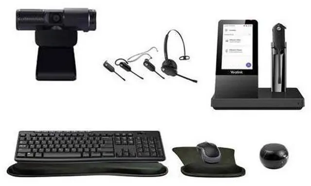 Main image of Yealink WH67 Mono Bluetooth Headset with Multitouch Console Bundle with Cam 313 2MP Webcam, MK270 Wireless Keyboard and Mouse, Mini Speaker, Gel Wrist & Mouse Pad