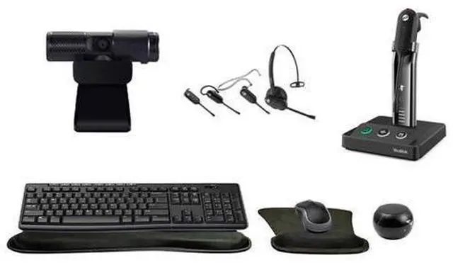 Main image of Yealink WH63 Mono Bluetooth Noise Canceling Mic Headset, Bundle with Cam 313 2MP Webcam for Office, MK270 Wireless Keyboard and Mouse, Gel Wrist & Mouse Pad, Mini Speaker