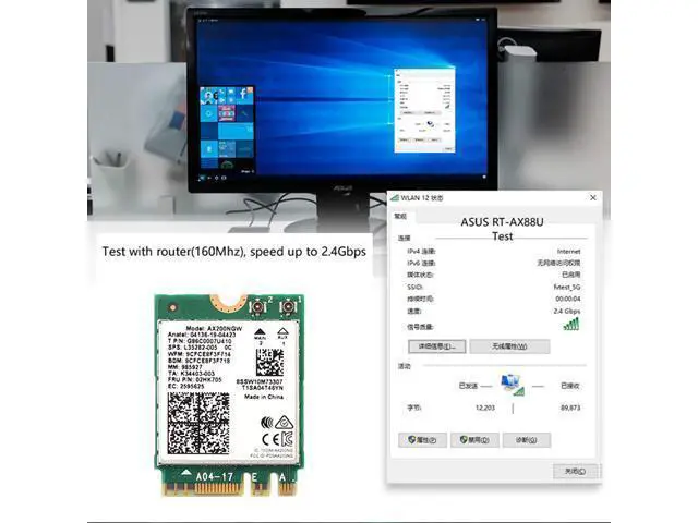 Alt view image 6 of 7 - 3000Mbps Dual Band Intel Wi-Fi 6 AX200 (Gig+) Desktop Kit Bluetooth 5.1 For M.2 2230 Key E Wireless Adapter