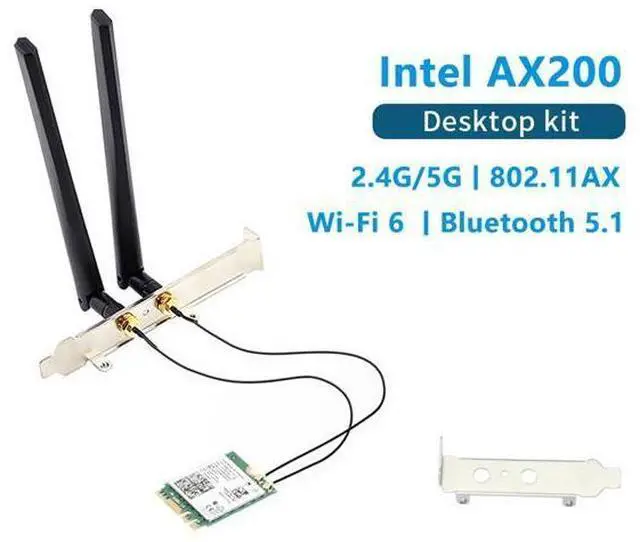Main image of 3000Mbps Dual Band Wi-Fi 6 Intel AX200 Gig+ Desktop Kit Bluetooth 5.1 For M.2 2230 Key E Wireless Adapter AX200NGW NGFF Network Card, 2.4Ghz/5Ghz, 802.11ax/ac, Support MU-MIMO, OFDMA, Windows 10