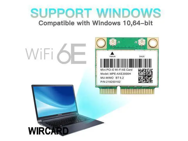 Alt view image 2 of 7 - WiFi 6E AX210HMW 2.4G/5G/6G Mini PCI-E Wifi Card For Intel AX210 2974Mbps Bluetooth 5.2 802.11ax MU-MIMO Than AX200 Wireless Adapter For Laptop Windows 10