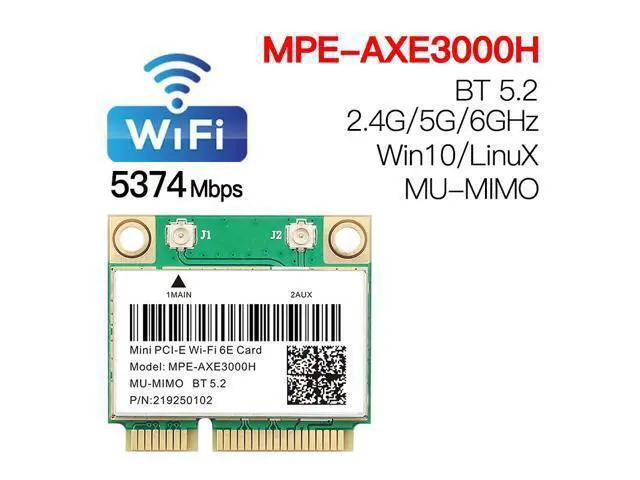 Alt view image 2 of 7 - Wifi 6E 5374Mbps Bluetooth 5.2 MPE-AXE3000H(AX210HMW) For Intel AX210 Wireless Mini PCI-E Wifi Card 2.4G/5G/6G 802.11ax/ac MU-MIMO Network Adapter Than AX200 For Windows 10*64bit