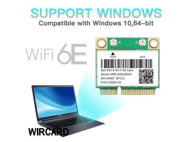 Alt view image 5 of 7 - Wifi 6E 5374Mbps Bluetooth 5.2 MPE-AXE3000H(AX210HMW) For Intel AX210 Wireless Mini PCI-E Wifi Card 2.4G/5G/6G 802.11ax/ac MU-MIMO Network Adapter Than AX200 For Windows 10*64bit