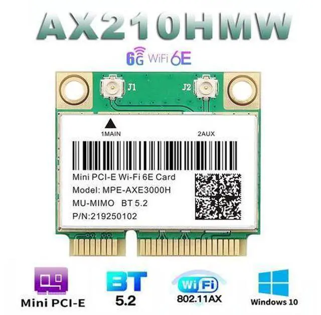 Main image of Wifi 6E 5374Mbps Bluetooth 5.2 MPE-AXE3000H(AX210HMW) For Intel AX210 Wireless Mini PCI-E Wifi Card 2.4G/5G/6G 802.11ax/ac MU-MIMO Network Adapter Than AX200 For Windows 10*64bit