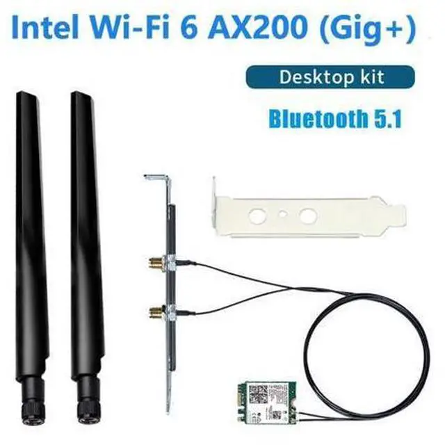 Main image of 3000Mbps Dual Band Wi-Fi 6 Intel AX200 Gig+ Desktop Kit Bluetooth 5.1 For M.2 2230 Key E Wireless Adapter AX200NGW NGFF Network Card, 2.4Ghz/5Ghz, 802.11ax/ac, Support MU-MIMO, OFDMA, Windows 10