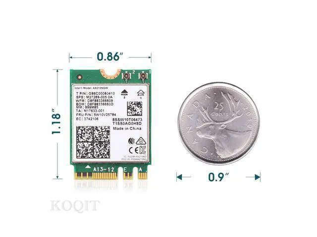Alt view image 6 of 6 - 3000Mbps WiFi 6E Intel AX210 Bluetooth 5.2 M.2 2230 Key E WiFi 6 Card 2.4G/5Ghz/6Ghz With IPEX4 Antennas Wireless AX210NGW 802.11ac/ax WiFi Adapter, Support Windows 10 Linux For Laptop Desktop PC