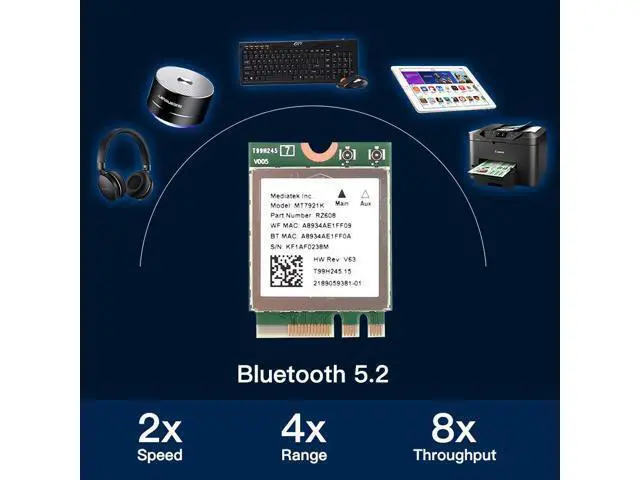 Alt view image 5 of 7 - Wi-Fi 6E MediaTek MT7921k Desktop Kit Tri band 1800Mbps Bluetooth 5.2 Wireless Card 802.11AX 6DBi Antennas Windows 10 / 11