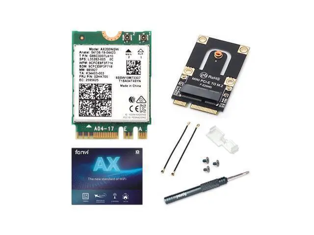 Alt view image 7 of 7 - Wireless Mini PCI-E Wi-Fi 6 Intel AX200 Adapter Kit 2974Mbps Bluetooth 5.0 M.2 To Mini PCI Express Full Wifi Card AX200NGW 802.11ax/ac 160Mhz 2.4G/5G MU-MIMO OFDMA Windows 10 For Laptop Desktop
