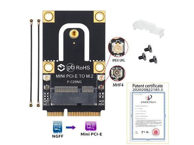 Alt view image 3 of 7 - Wireless Mini PCI-E Wi-Fi 6 Intel AX200 Adapter Kit 2974Mbps Bluetooth 5.0 M.2 To Mini PCI Express Full Wifi Card AX200NGW 802.11ax/ac 160Mhz 2.4G/5G MU-MIMO OFDMA Windows 10 For Laptop Desktop