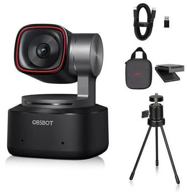 Main image of OBSBOT Tiny 2 AI-Powered PTZ 4K Webcam 1/1.5" CMOS 4X Faster Focusing USB 3.0 10x Faster Data Transmission Voice Control, W Table Mini Tripod