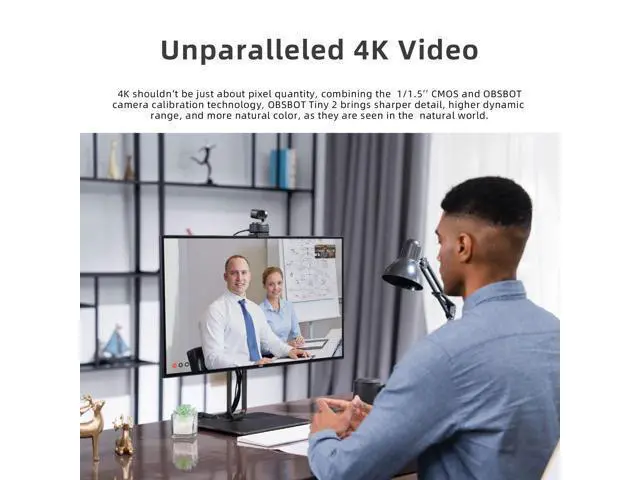 Alt view image 3 of 5 - OBSBOT Tiny 2 AI-Powered PTZ 4K Webcam 1/1.5" CMOS 4X Faster Focusing USB 3.0 10x Faster Data Transmission Voice Control, W Table Mini Tripod
