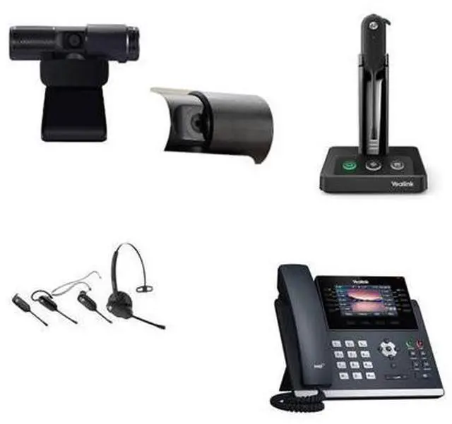 Main image of Yealink SIP-T46U IP Corded 4.3-Inch Color Display Phone Bundle with Yealink WH63 Mono Bluetooth Noise Canceling Mic Headset, Cam 313 2MP Webcam for Office