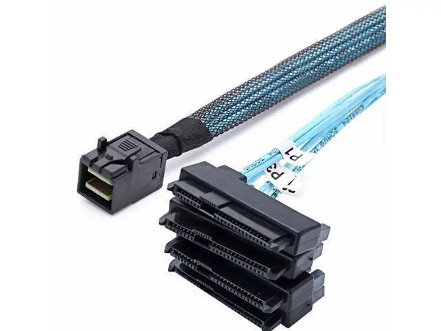 Alt view image 2 of 7 - Weastlinks SAS SATA Cables SFF-8643 To 4 SFF-8482 Internal Mini SAS HD to 4 29pin SFF-8482 connector with SAS 15pin Power Port 12GB/S Cable