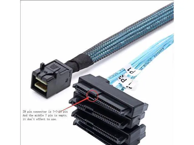Alt view image 7 of 7 - Weastlinks SAS SATA Cables SFF-8643 To 4 SFF-8482 Internal Mini SAS HD to 4 29pin SFF-8482 connector with SAS 15pin Power Port 12GB/S Cable