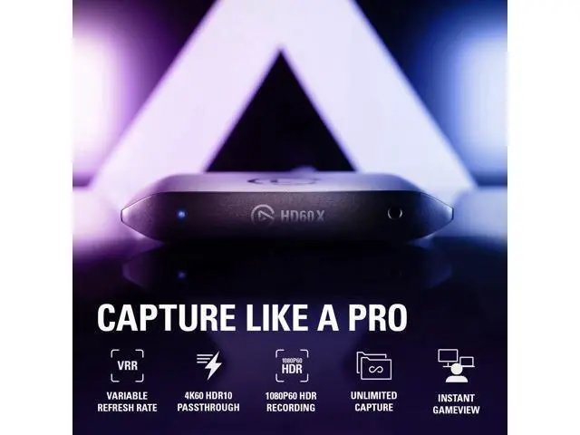 Alt view image 2 of 7 - Elgato HD60 X External Capture Card - Stream and record in 1080p60 HDR10 or 4K30 HDR10 with ultra-low latency on PS5, PS4/Pro, Xbox Series X/S, Xbox One X/S, in OBS and more, works with PC and Mac