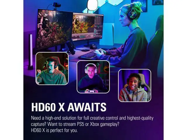 Alt view image 3 of 7 - Elgato HD60 X External Capture Card - Stream and record in 1080p60 HDR10 or 4K30 HDR10 with ultra-low latency on PS5, PS4/Pro, Xbox Series X/S, Xbox One X/S, in OBS and more, works with PC and Mac